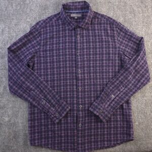 Ike Behar Shirt Medium Purple Black Check Long Sleeve Button Up Cotton